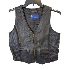 Vance Leathers Men Leather Vest sz L Lined Zip Pockets Vintage Motorcycle Biker
